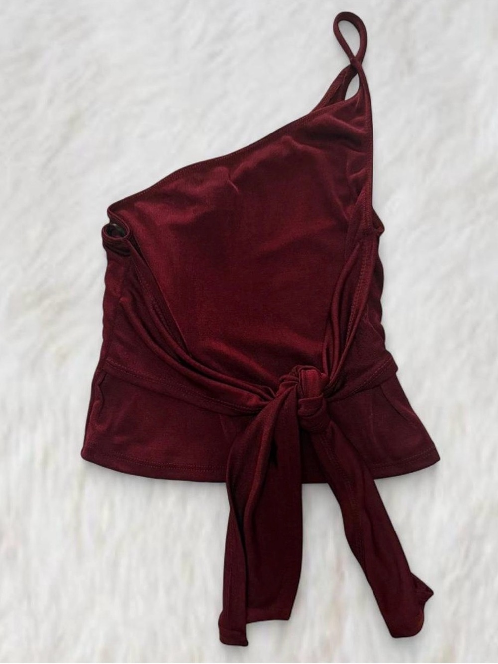 Urban Outfitters One-Shoulder Tie-Waist Camisole in Burgundy